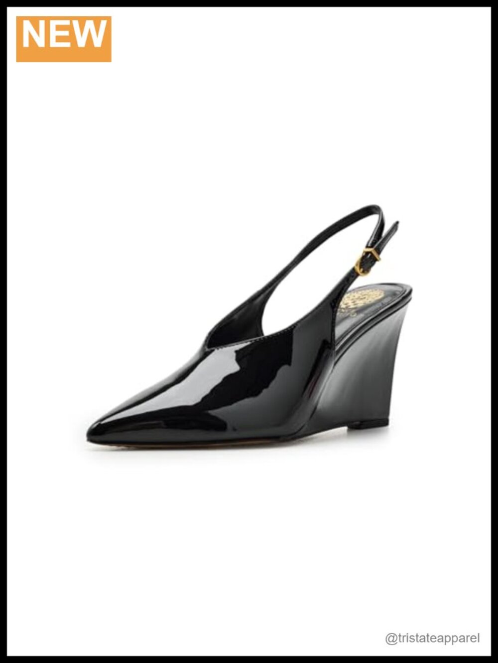 Faux Patent Leather Slingback Wedge Pointed Toe Heel